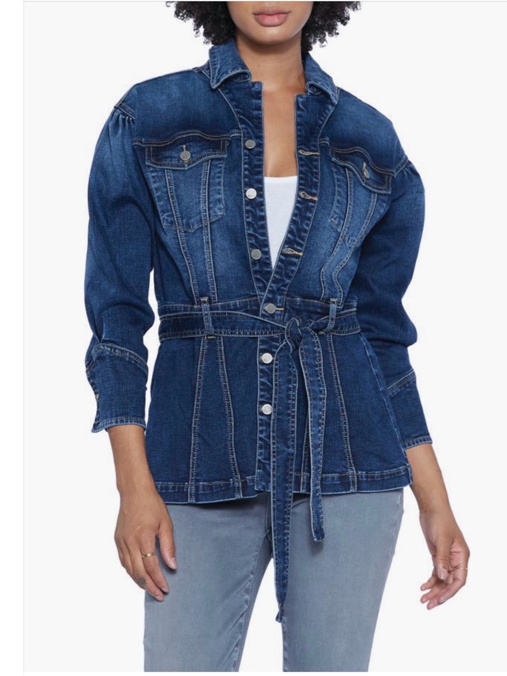 NWT Wash Lab Dojo Belted Denim Jacket